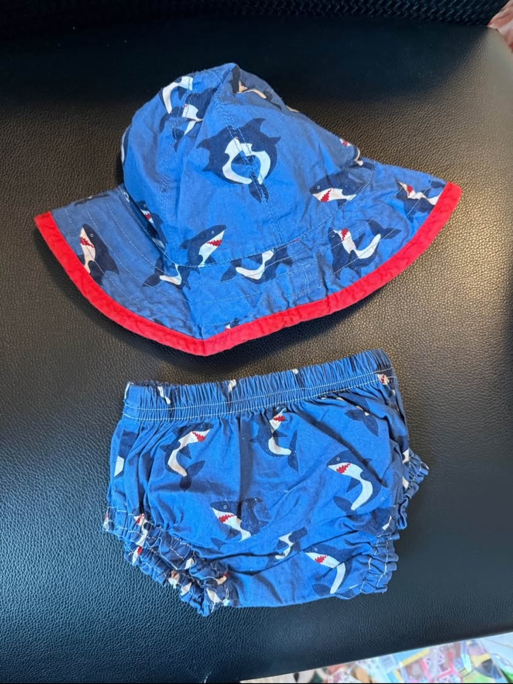 Pottery Barn kids Sunhat and swim trunks